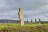 Ring von Brodgar, drittgroesster Steinkreis ca. 2700 Jahre vor Christus, Orkney-Insel, Schottland, Europa