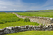  Historic stone wall at Skara Brae, Orkney Islands, Scotland, Great Britain 