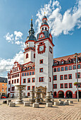  Old and New Town Hall at Chemnitz Market Square, Saxony, Germany 