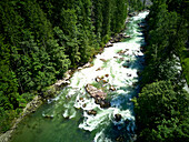  Gesäuse National Park, Styria-Austria. Aerial view of the &quot;Wild Enns&quot; 