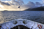 bow of the cruise ship Stella Australis of the Cruceros Australis compagny,Tierra del Fuego,Chile,South America