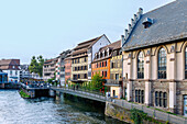  View of Passerelle des Anciennes-Glacières in the Quartier de la Petite France from the Pont Saint-Martin bridge in Strasbourg in the Bas-Rhin department in the Grand Est region in Alsace in France 