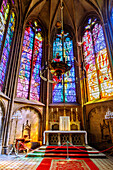 Sakramentskapelle mit Glasfenstern Jacques Villon in der Cathédrale Saint-Étienne (Kathedrale Saint-Etienne) in Metz im Département Moselle in der Region Grand Est in Frankreich