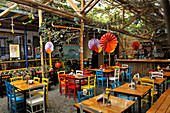 cafe and restaurant at Filandia, department of Quindio, Cordillera Central of the Andes mountain range,  Colombia, South America