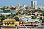 Blick vom Castillo San Felipe de Barajas auf die Altstadt, Hügel San Lazaro, Cartagena de Indias, Departamento Bolívar, Karibik, Kolumbien, Südamerika