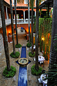 patio of the Casa Pestagua hotel in the downtown colonial walled city, Cartagena, Colombia, South America