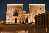 Sound and light show at the Temple of Philae, Temple of Isis, Agilkia Island, Aswan, Egypt, Northeastern  Africa