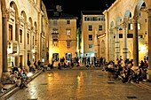 Peristyle of Diocletian's Palace by night, Split, Croatia, Southeast Europe