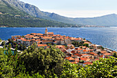 Blick auf die Altstadt von Korcula, Insel Korcula, bei Dubrovnik, Dalmatien, Kroatien, Südosteuropa