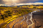  Summer, Aerial, Glacier River, River, Abstract, Iceland, Europe 