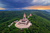  summer, aerial view, forest, mountain, Kyffhäuser, monument, Harz, Thuringia, Germany, Europe 