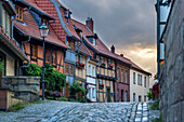  Houses, half-timbering, Middle Ages, Quedlinburg, alley, Harz, Saxony-Anhalt, Germany, Europe 