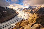  Aletsch Glacier, glacier, glacier tongue, Fieschertal, mountains, Alps, Valais, Switzerland, Europe 