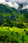  waterfall, river, mood, storm, fog, mountains, Grimsel, Bern, Alps, Switzerland, Europe 