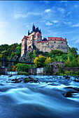 Sonnenuntergang, Blaue Stunde, Burg, Kriebstein, Zschopau, Sachsen, Deutschland, Europa