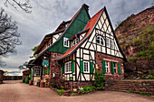 Burg Hohnstein, Gasthaus, Fachwerk, Mittelalter, Neustadt, Harz, Thüringen, Deutschland, Europa