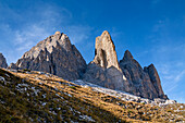 Spätnachmittag an den Drei Zinnen, Auronzo, Dolomiten, Italien, Europa       