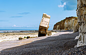  Bunker Vertical (Bunker tombé) near Sainte-Marguerite-sur-Mer, on the Alabaster Coast (Côte d&#39;Albâtre, Cote d&#39;Albatre) in the Seine-Maritime department in the Normandy region of France 