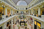 Interior view of the Petrovsky Passage, a luxury shopping mall at Petrovka Street. Moscow, Russian Federation.