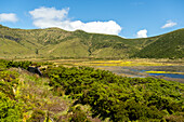 Abrigo Birdwatching hide at Caldeira Branca on Flores, Azores islands, Portugal.