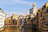 Fluss Onyar, Girona, Katalonien, Spanien, Europa