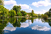  Hortillonnages (floating gardens), boat tour through the water labyrinth of allotment gardens in Amiens in the Somme department in the Hauts-de-France region of France 