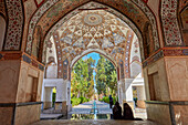 Interior of the Qajar Pavilion in the Fin Garden (Bagh-e Fin), the oldest (1590) Persian Garden in Iran and UNESCO World Heritage Site. Kashan, Iran.