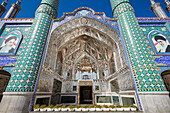 Vaulted ceiling of the porch in Imamzadeh Mohammed Helal Shrine elaborately decorated with mirror mosaics (aina-kari). Aran o Bidgol, Iran.