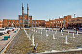 Water pool with fountains in the Amir Chakhmaq Square. Yazd, Iran.