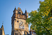 View of the Reichsburg (detail), Cochem, Mosel, Rhineland-Palatinate, Germany