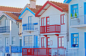 Traditional wooden striped houses, Costa Nova do Prado, Aveiro, Portugal