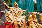 Statues of arhats (Buddhist equivalent of saints) on the way up to Ten Thousand Buddhas Monastery (Man Fat Sze). Sha Tin, New Territories, Hong Kong, China.