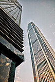 A view from below of the skyscrapers in Futian Central Business District. Shenzhen, Guangdong Province, China.