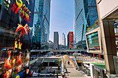 Exterior view of modern high-rise buildings in Futian Central Business District (CBD). Shenzhen, Guangdong Province, China.