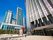 Exterior view of skyscrapers in the Futian Central Business District (CBD). Shenzhen, Guangdong Province, China.