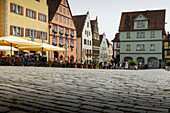 Restaurants, Marktplatz, Rothenburg ob der Tauber, Franken, Bayern, Deutschland