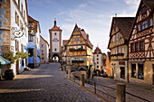 Mittelalterliche Fachwerkhäuser, Plönlein, Plönlein, Platz, Rothenburg ob der Tauber, Franken, Bayern, Deutschland