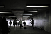 saxophonist player in a subway at the central station,Riga,Latvia,Baltic region,Northern Europe