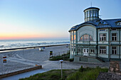 typical wooden house on seaside at dusk,Jurmala,Gulf of Riga,Latvia,Baltic region,Northern Europe