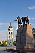 Gediminas Monument (Grand Duke of Lithuania, 1275-1341) in Cathedral Square, Vilnius, Lithuania, Europe