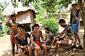 young men of Embera native community living by the Chagres River within the Chagres National Park,Republic of Panama,Central America