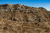 Alte Höhlenwohnungen Park Murgia Materana (Parco della Murgia Materana), Matera, Basilikata, Italien.