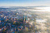  View of the old town, Hanseatic City of Luebeck, Schleswig-Holstein, Germany 