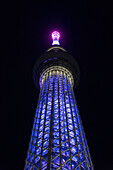 Fernsehturm Tokio Skytree in der Nacht, Tokio, Asien