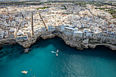  Polignano a Mare seen from above, Apulia, Italy, Europe 