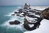  Basalt cliffs Londrangar, winter, Snaefellsnes, Iceland 