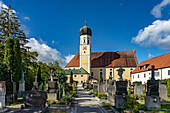  The parish church of St. Magdalena and cemetery in Fürstenfeldbruck, Bavaria, Germany  