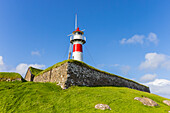  Lighthouse at the historic fortress Skansin, Torshavn, Faroe Islands 