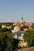 towers and ramparts of the Old Town seen from Patkuli view platform on  Toompea Hill,Tallinn,estonia,northern europe