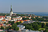 aerial overview of Old Town Tallinn from Sokos Viru hotel,estonia,northern europe